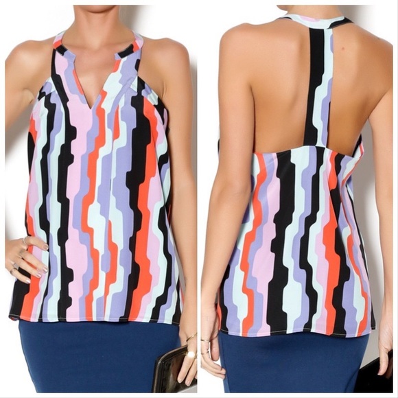 Annie Griffin Silk Wavy Stripe Taylor Tank Sz S - Picture 1 of 6